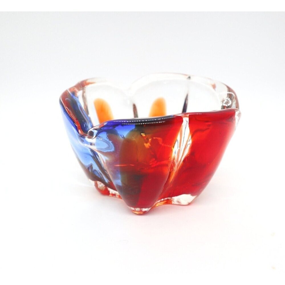 Czech Glass Art Glass Ashtray Mid Century Modern Contemporary Vintage